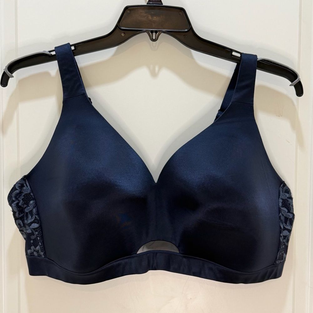 NWOT CACIQUE Navy Comfort Bliss No Wire Lightly Lined Balconette Bra Sz 48D